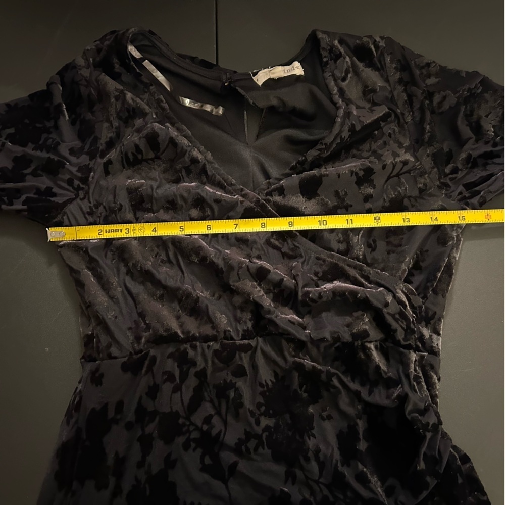Rewind Juniors' Faux Wrap Bodycon Velvet Dress Size M Christmas Long Sleeve - Picture 9 of 15